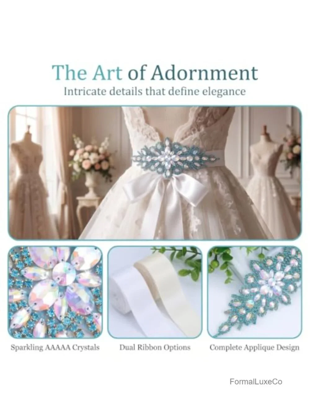 Rhinestone Wedding Belt Sash Applique Bridal Dress Belt Pearl Crystal